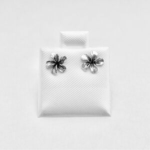 Sterling Silver Plumeria Stud Earrings, Flower Earring, Hawaii Lei Jewelry